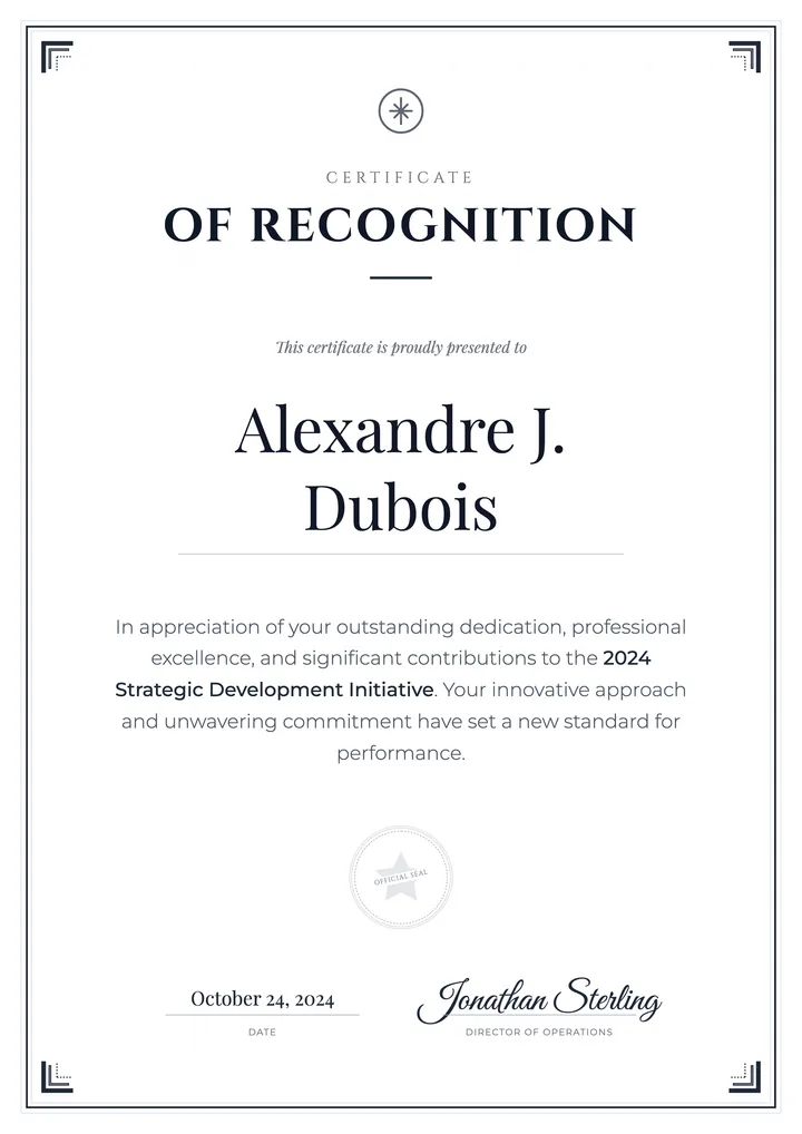 Recognition Certificate