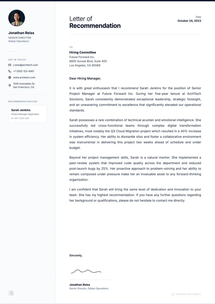 Recommendation Letter