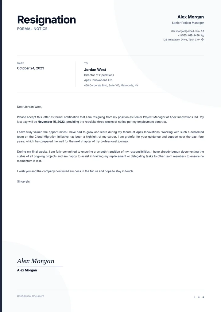 Resignation Letter