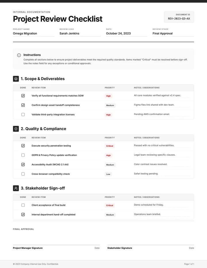 Review Checklist