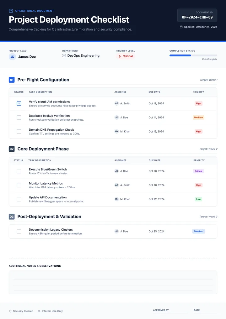 Task Checklist