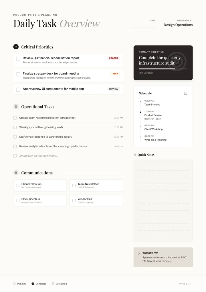 Task Checklist