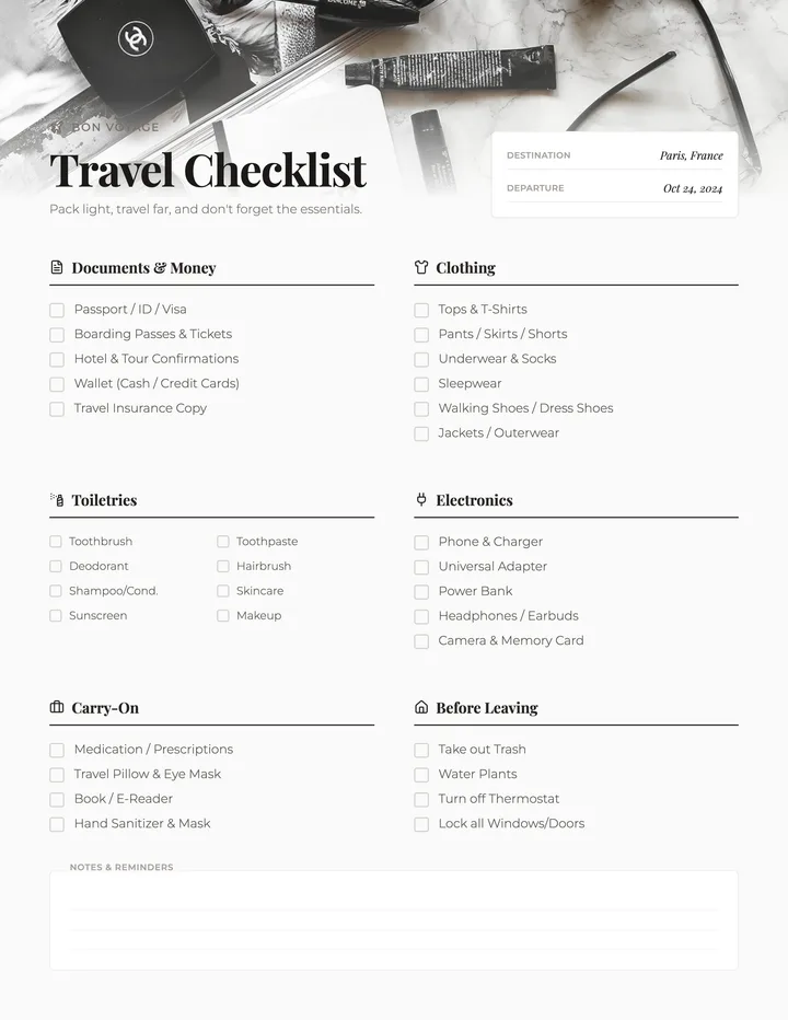 Travel Checklist