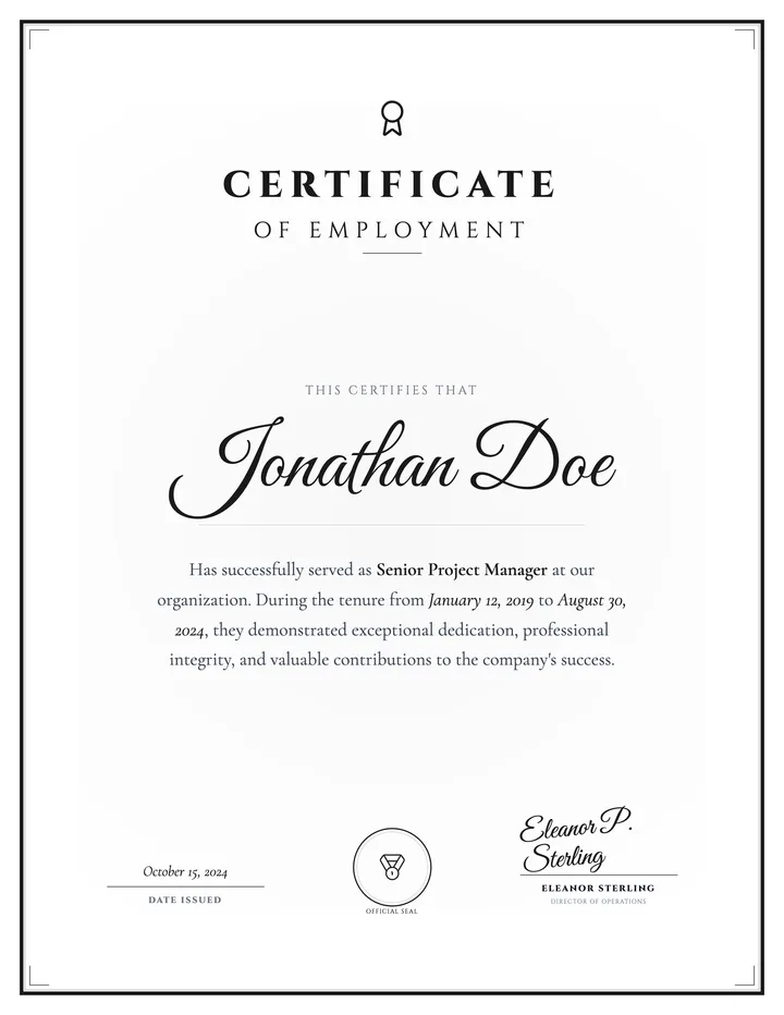 Work Certificate