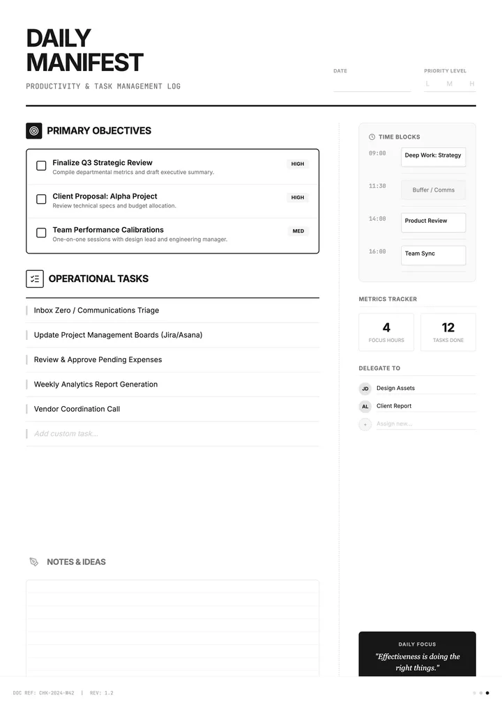 Work Checklist