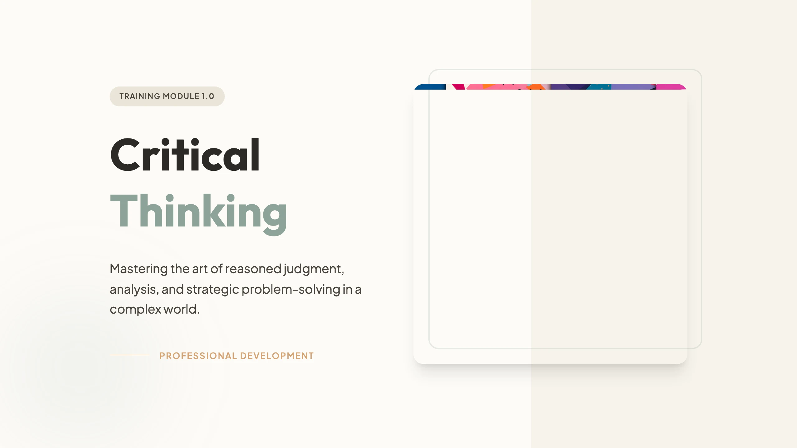 Critical Thinking Training: cover