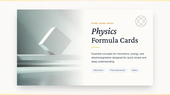 Physics Formula Cards