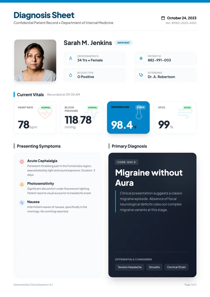 Diagnosis Sheet