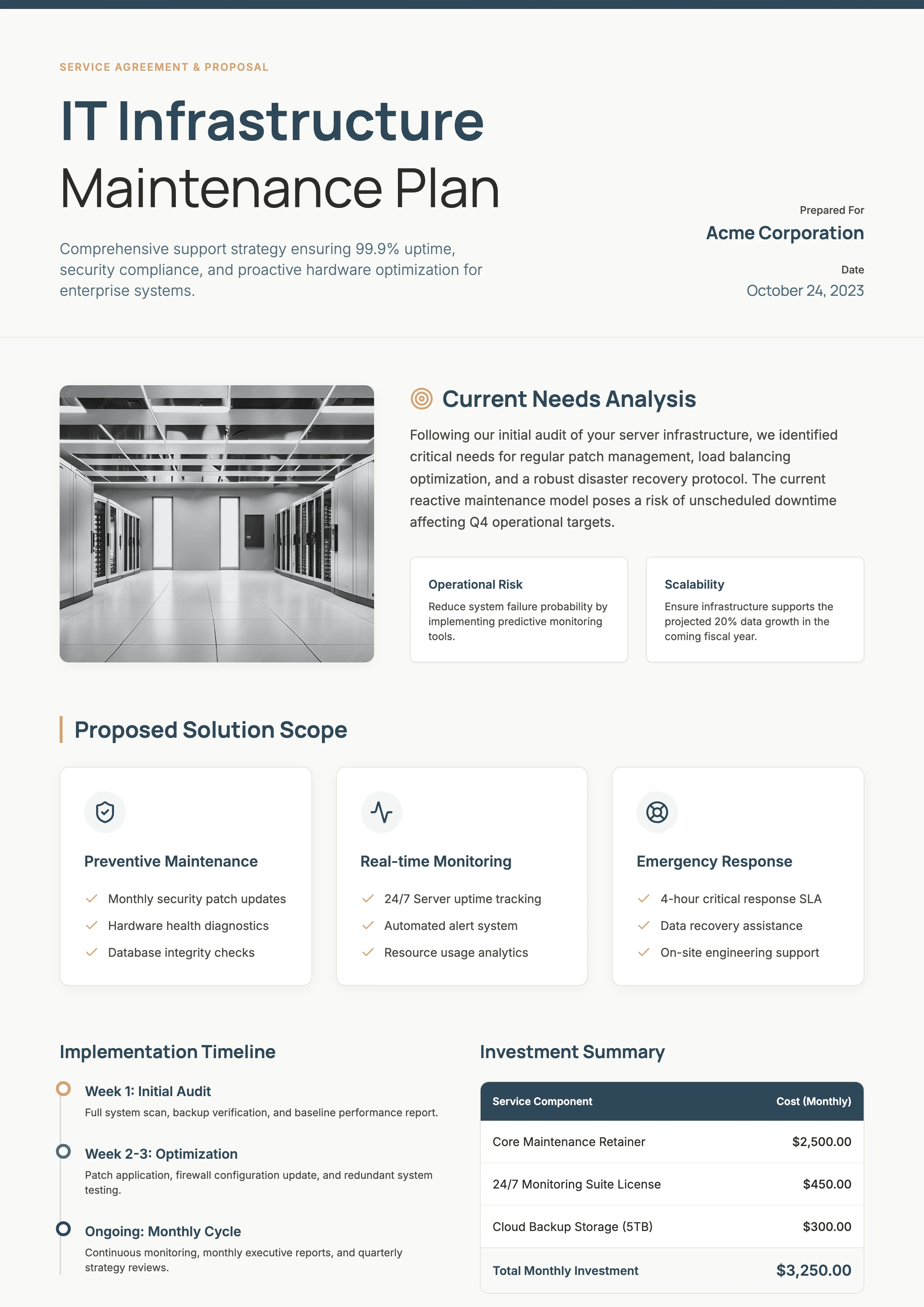 Maintenance Proposal: cover