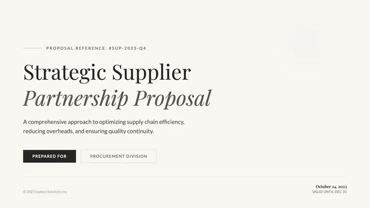 Supplier Proposal