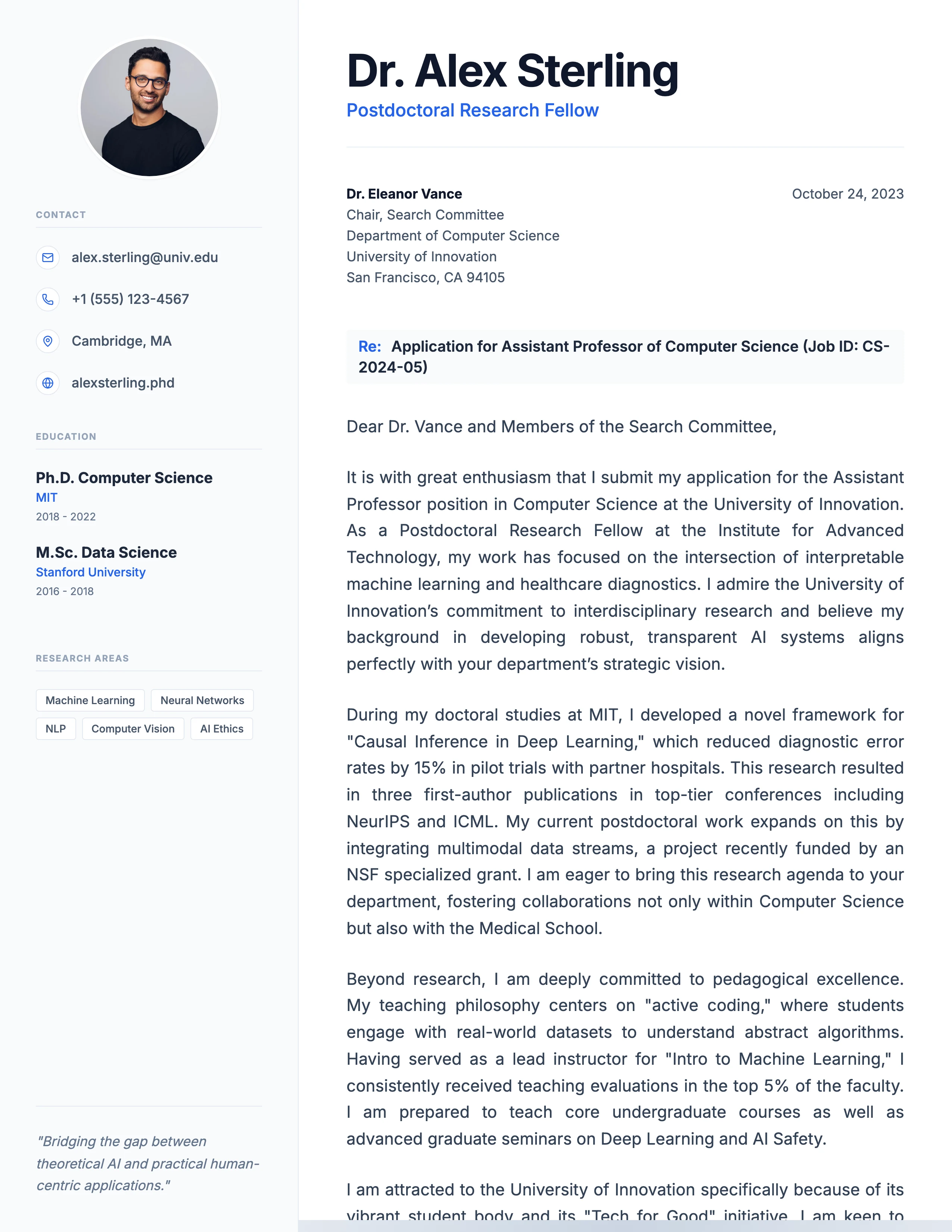 Academic Cover Letter: cover