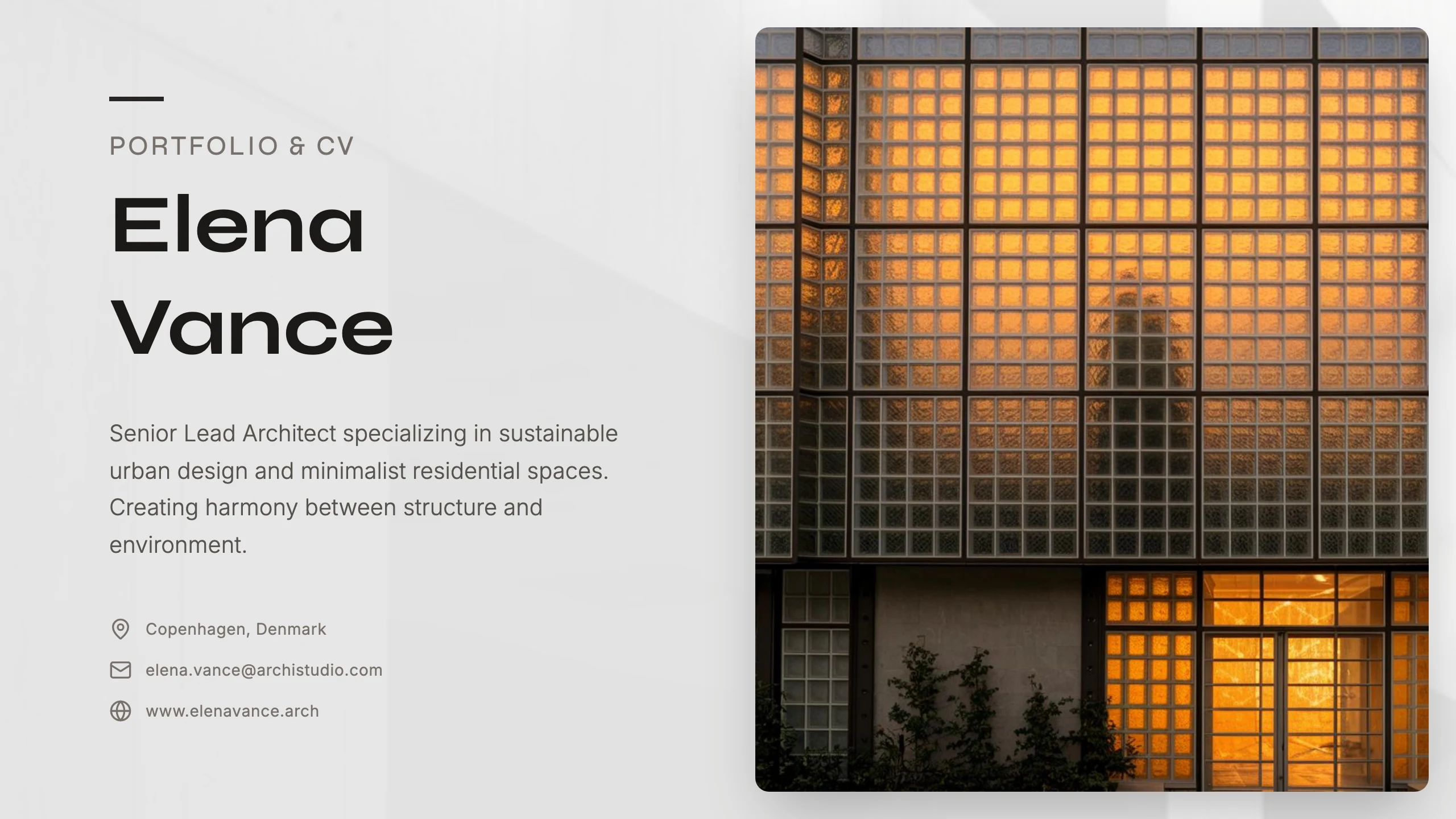 Architect Portfolio CV: cover