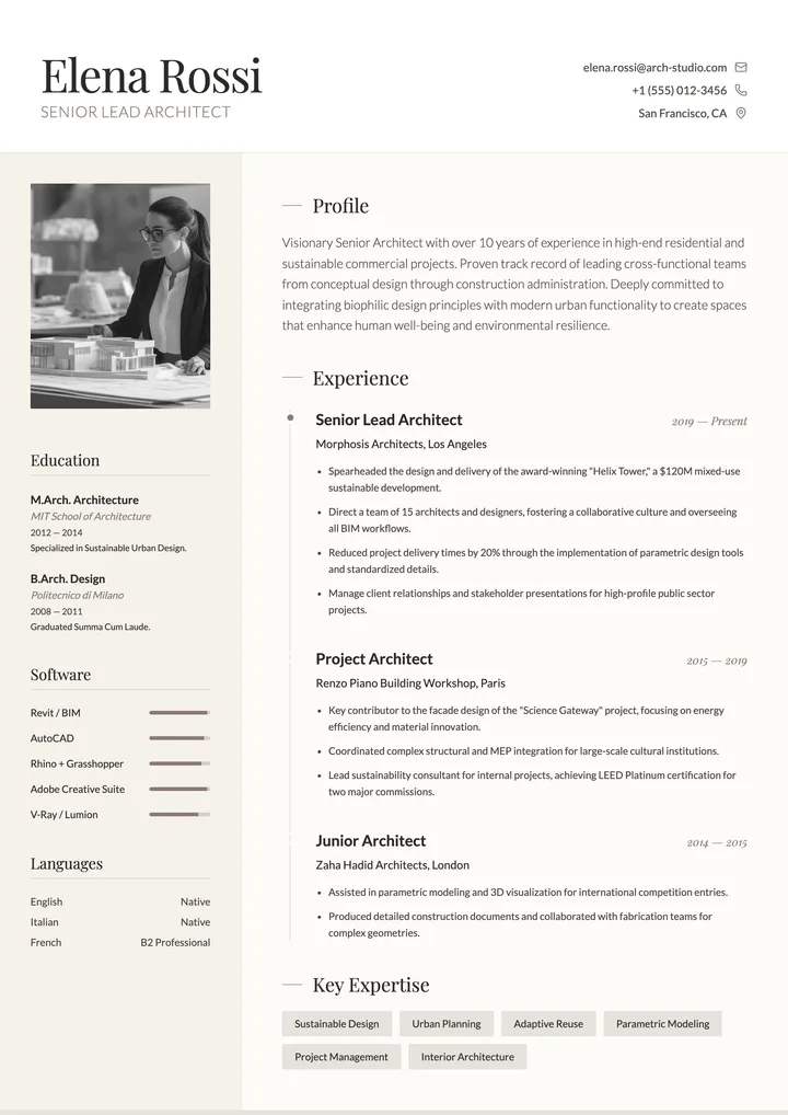 Architect Portfolio CV