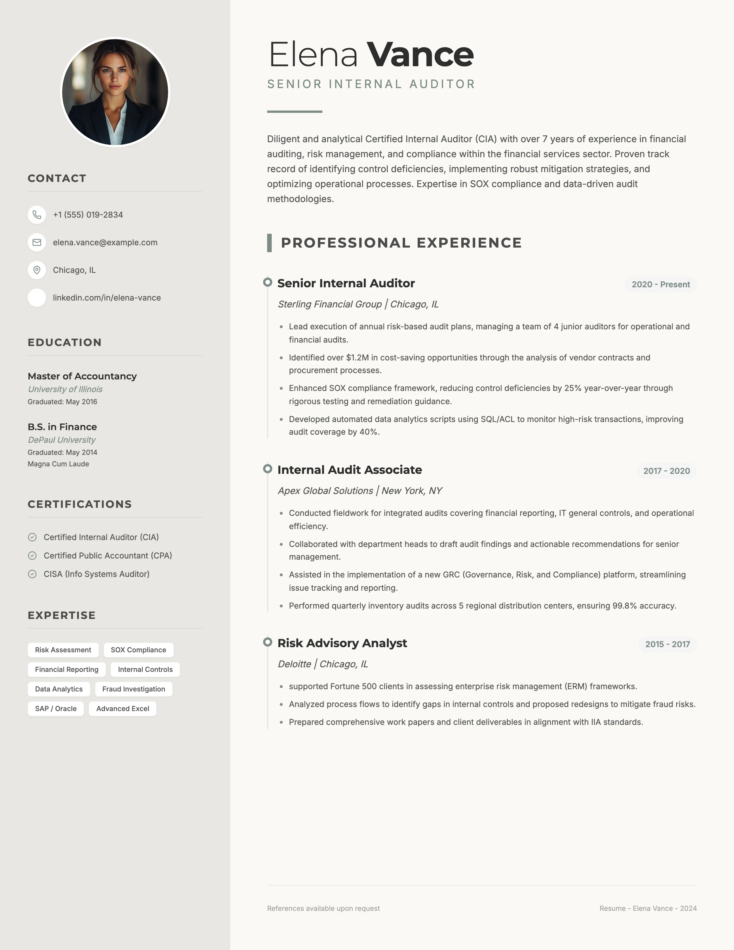 Audit Resume: cover