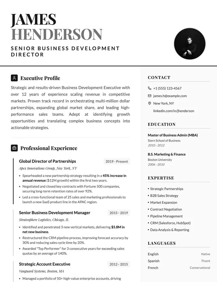 Business Development Resume