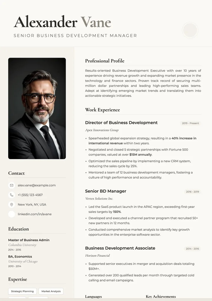 Business Development Resume
