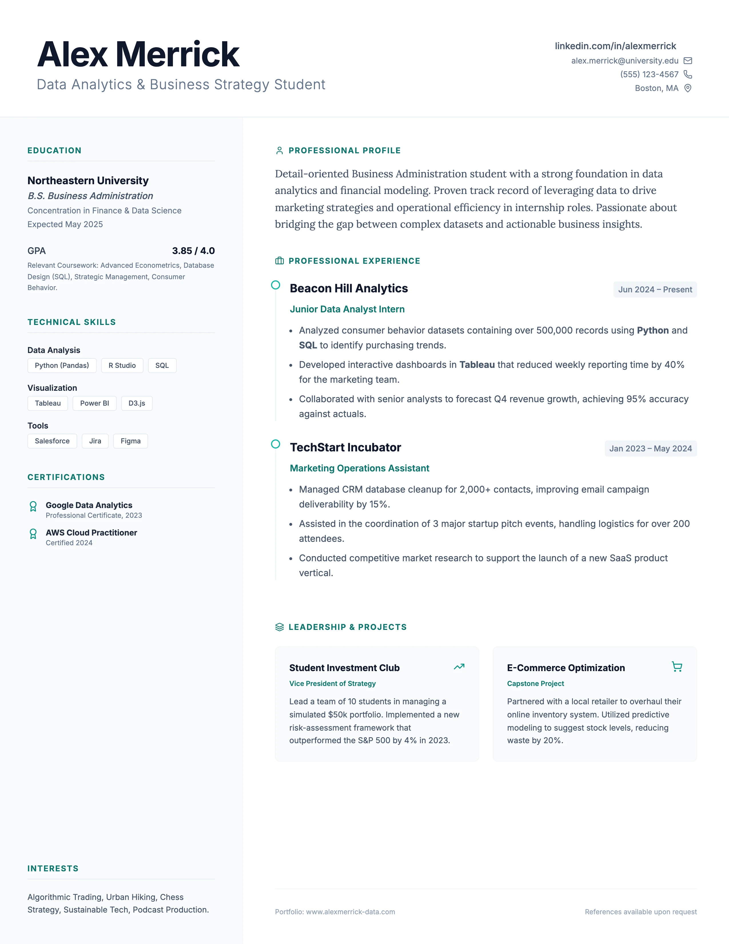College Resume: cover