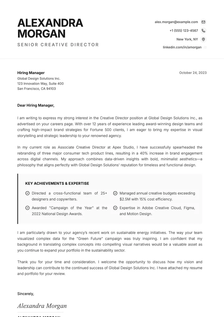 Creative Cover Letter
