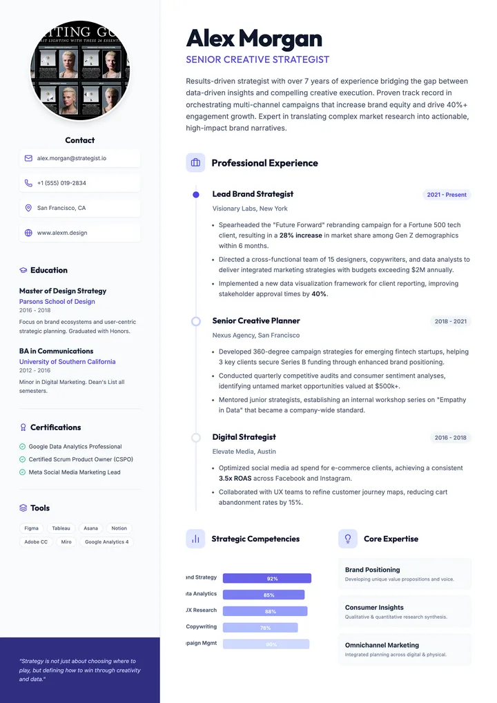 Creative Strategist Resume