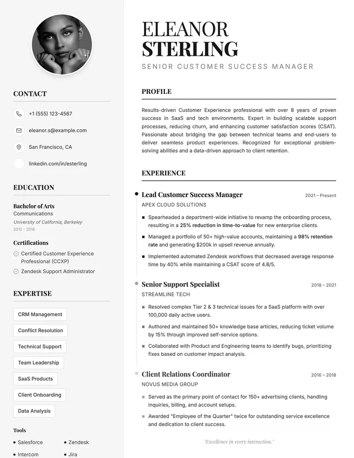 Customer Support Resume