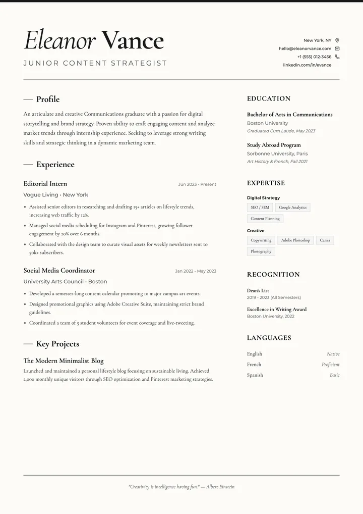 Entry Level Resume