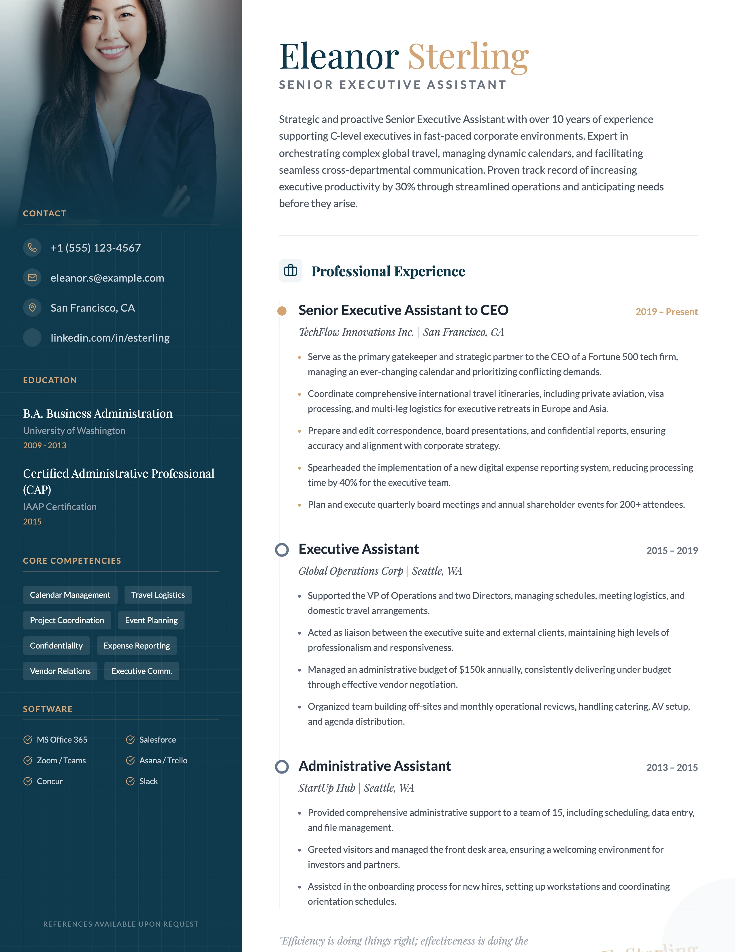 Executive Assistant Resume: cover