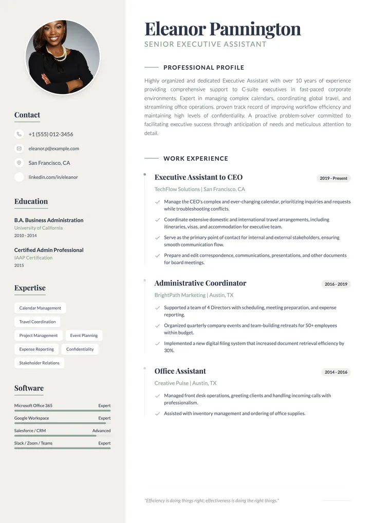 Executive Assistant Resume