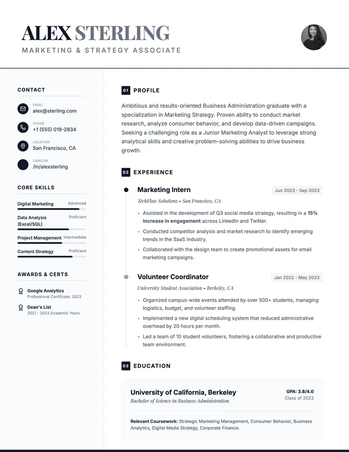 First Job Resume
