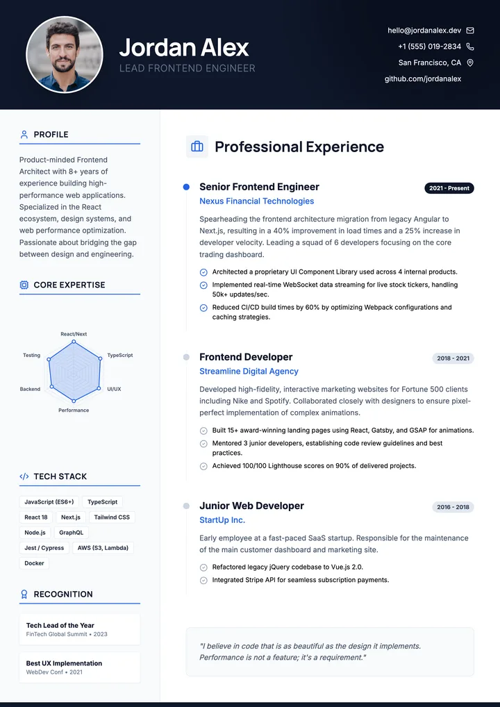 Frontend Developer Resume