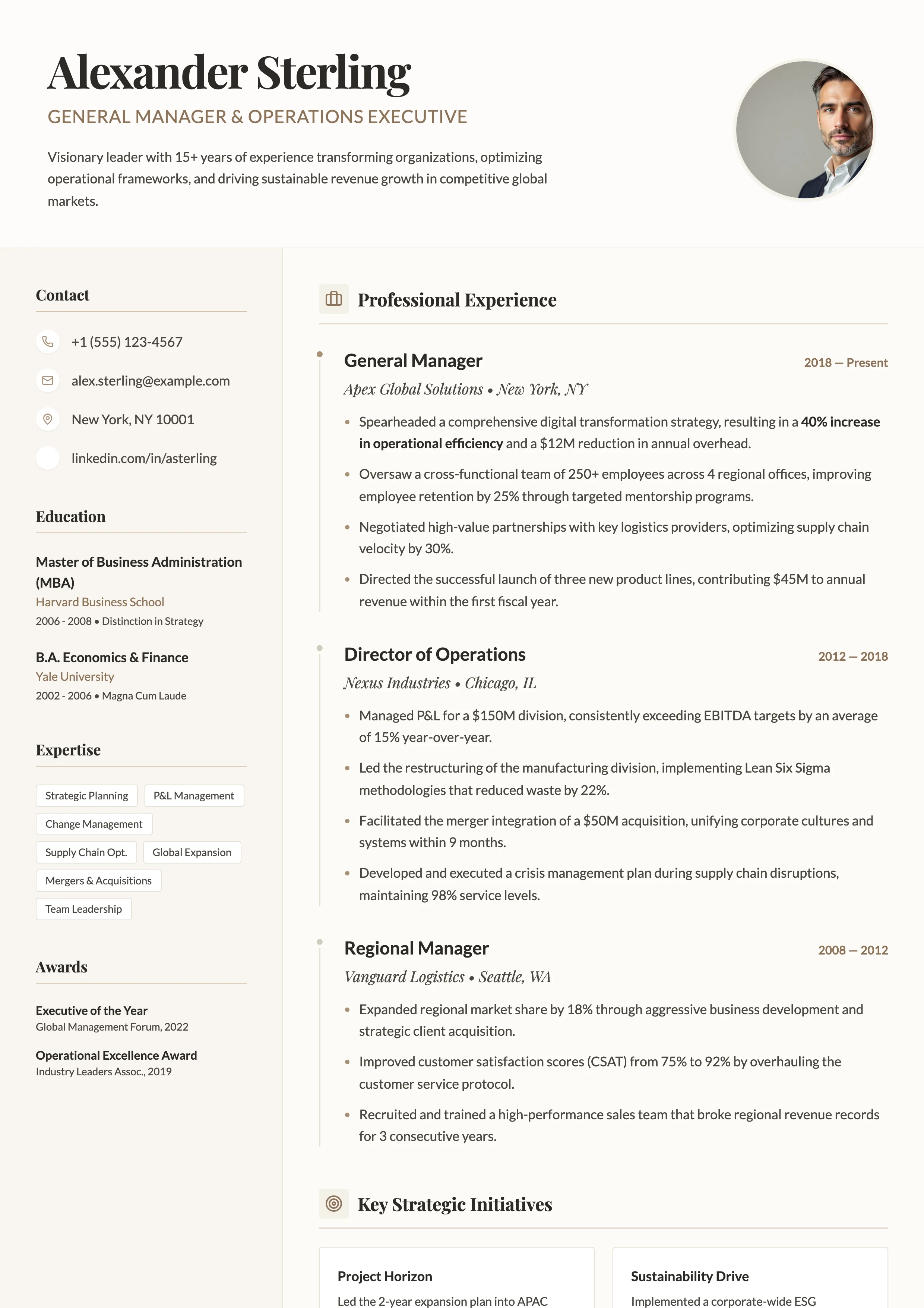 General Manager Resume: cover