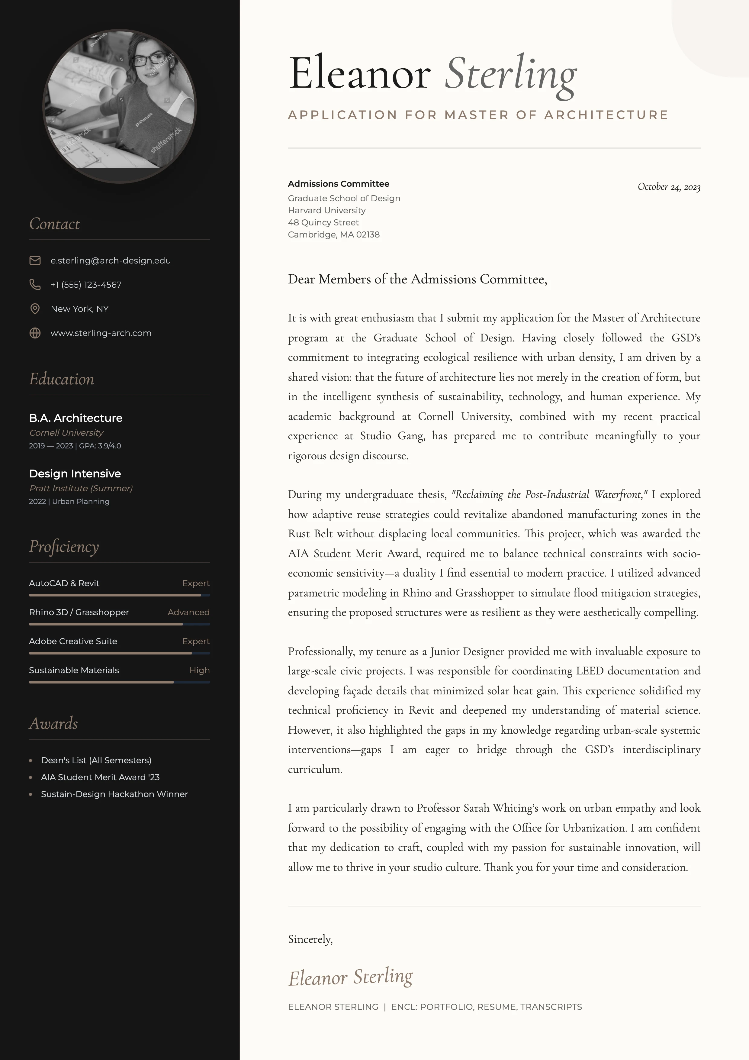 Graduate Application Letter: cover