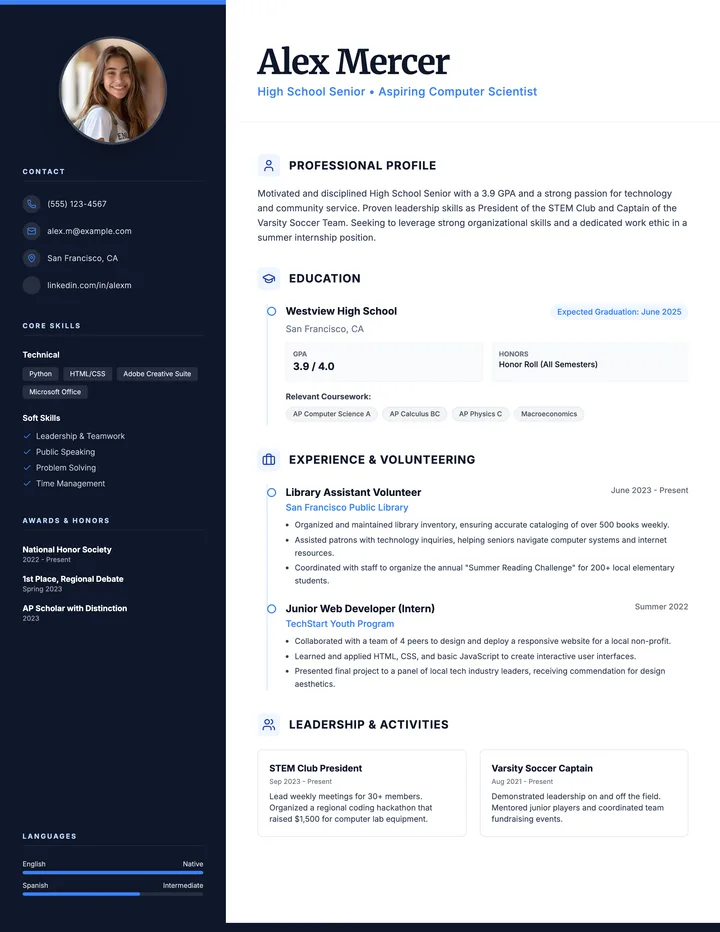 High School Resume