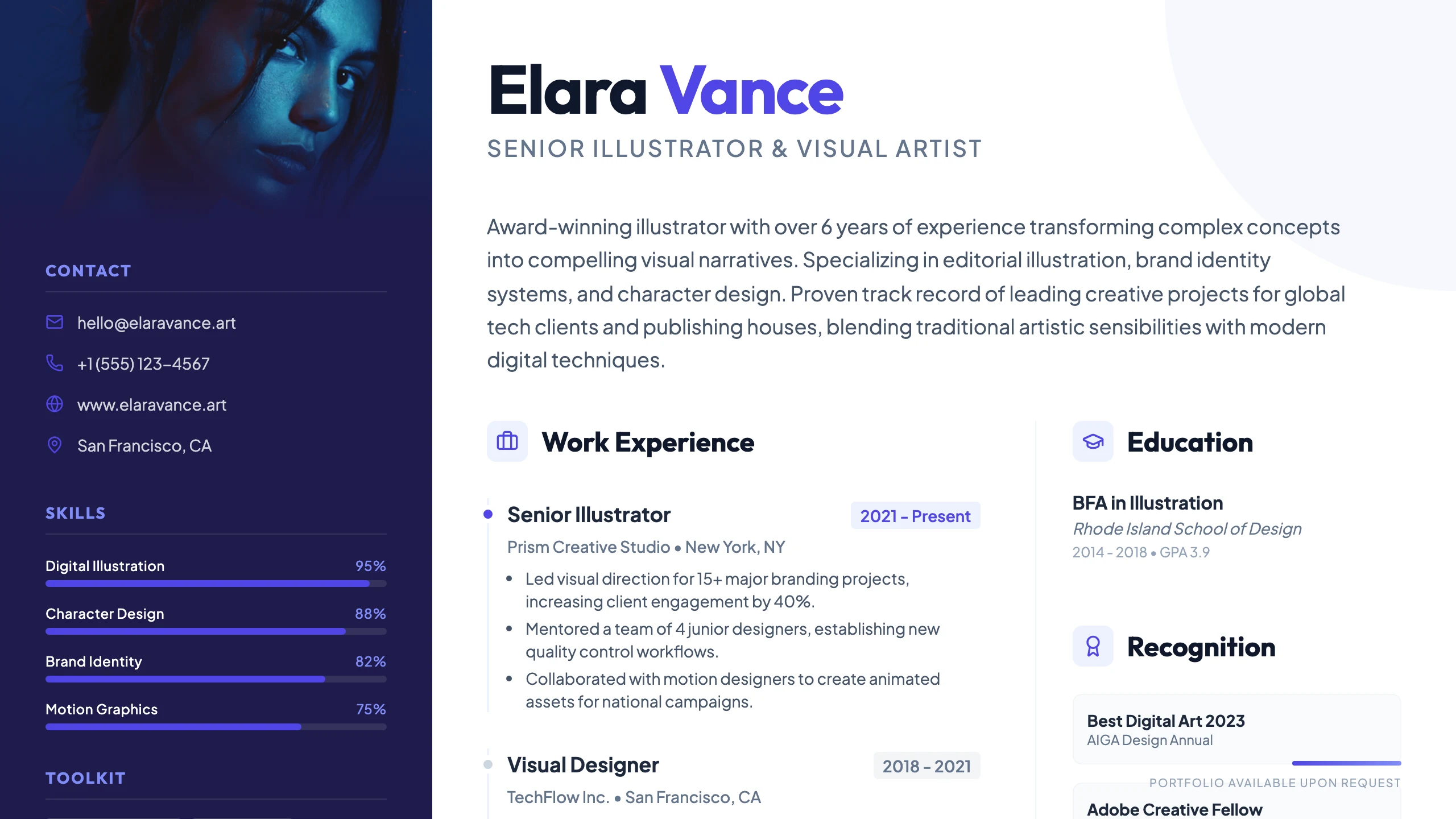 Illustrator Resume: cover