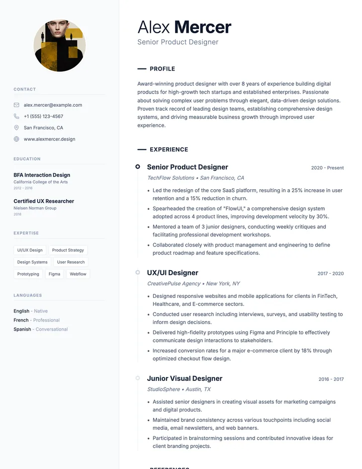 One Page Resume