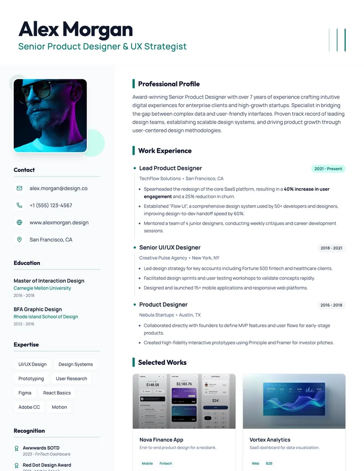 One Page Resume