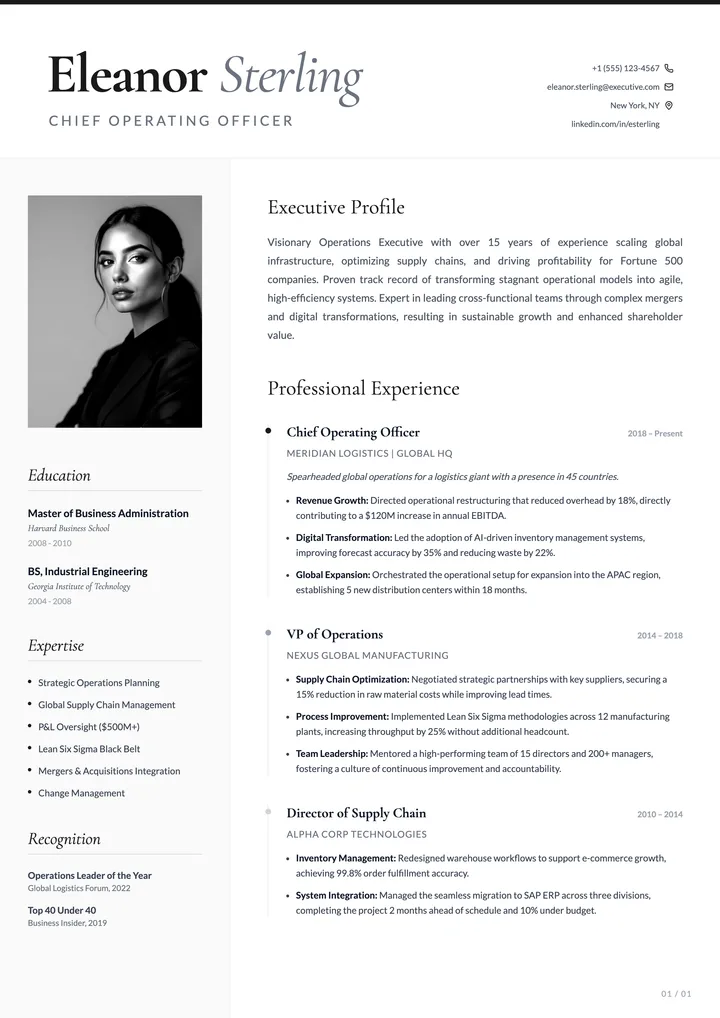 Operations Executive Resume