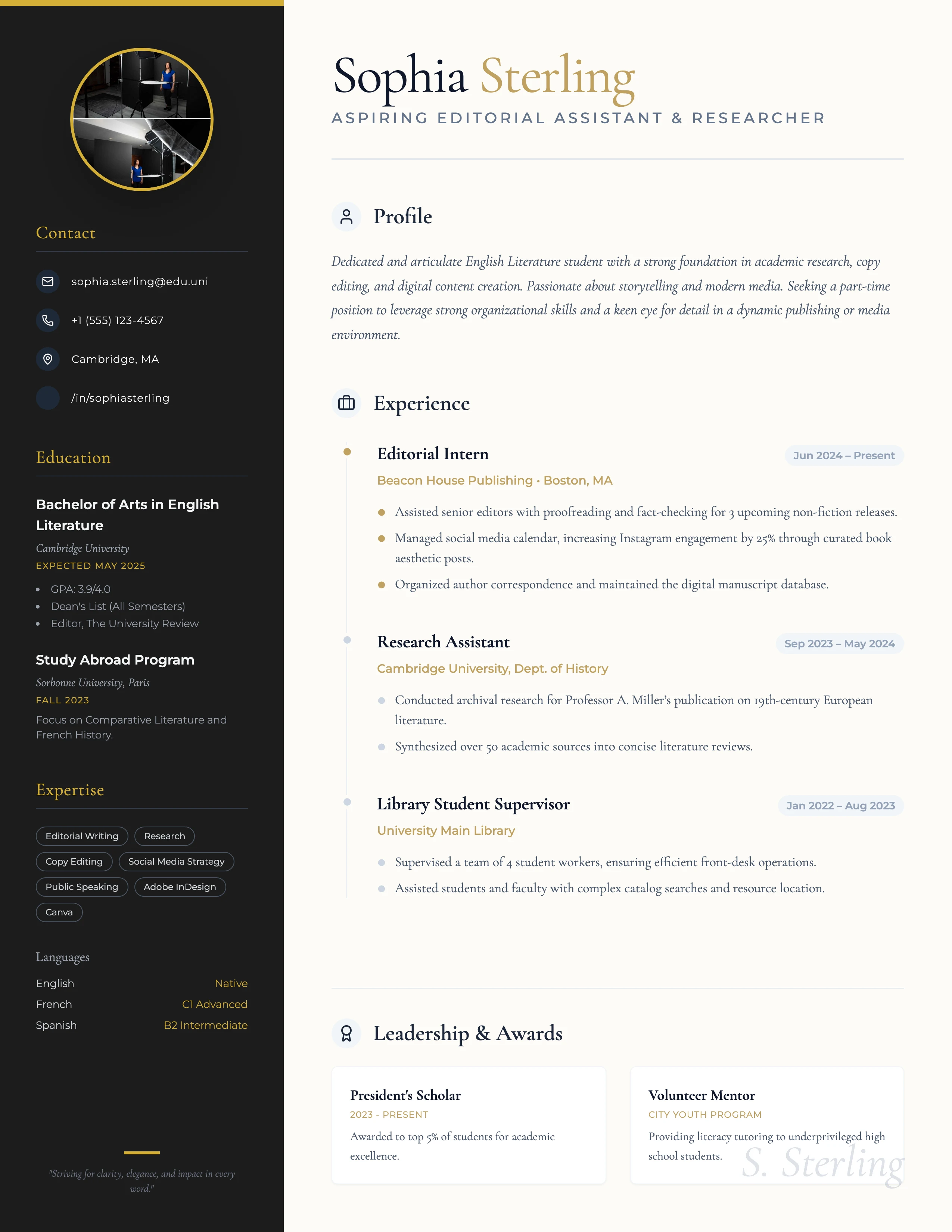 Part Time Resume: cover
