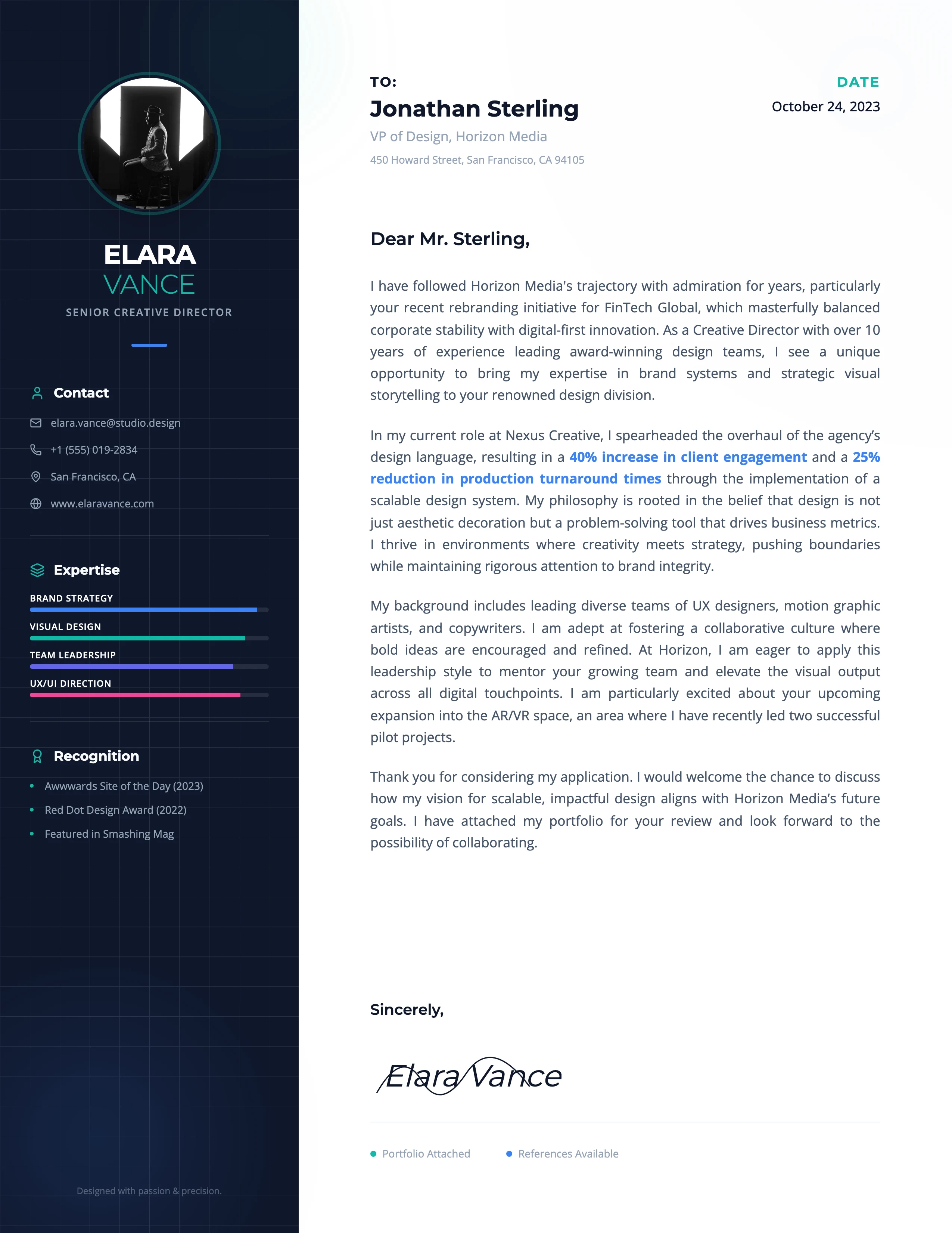 Professional Cover Letter: cover