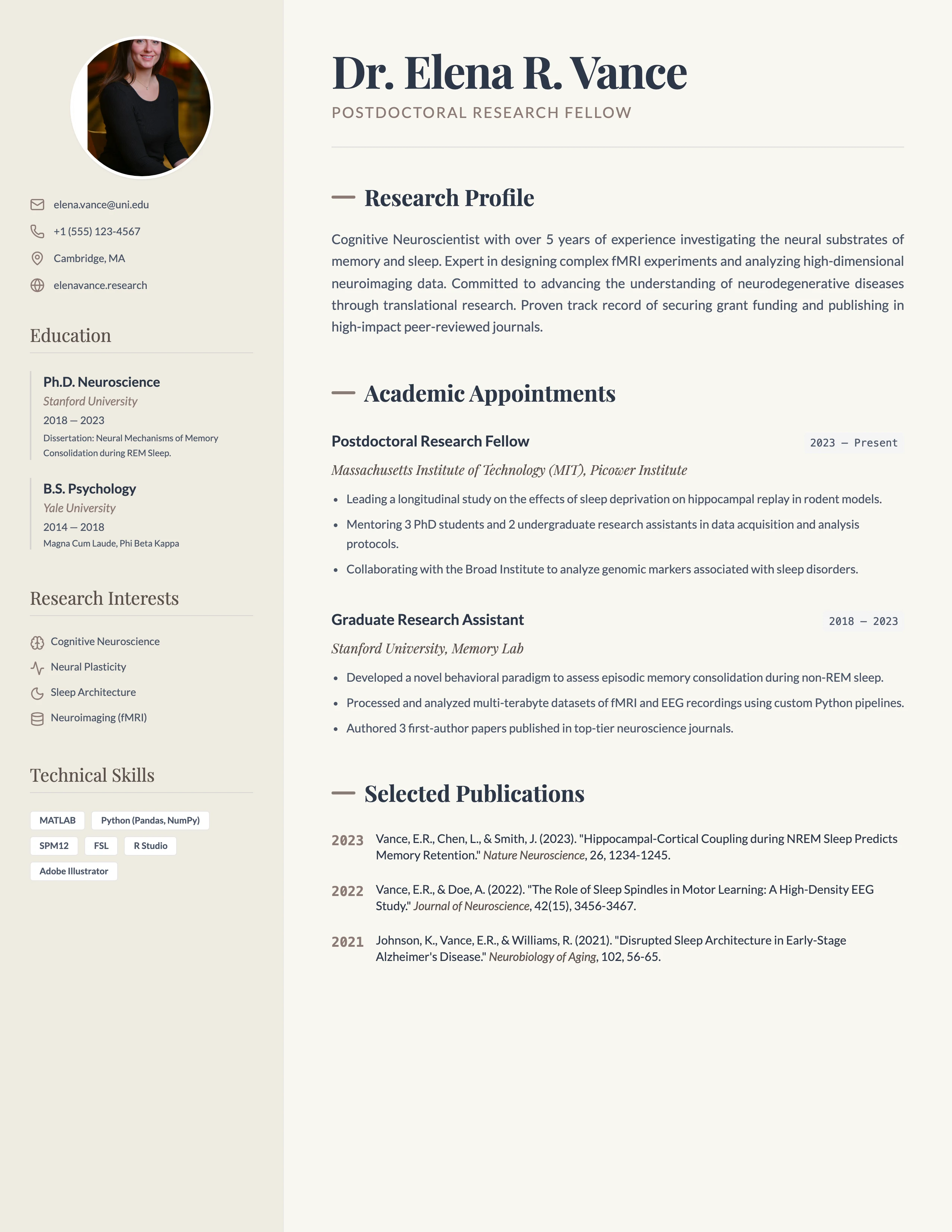 Research CV: cover