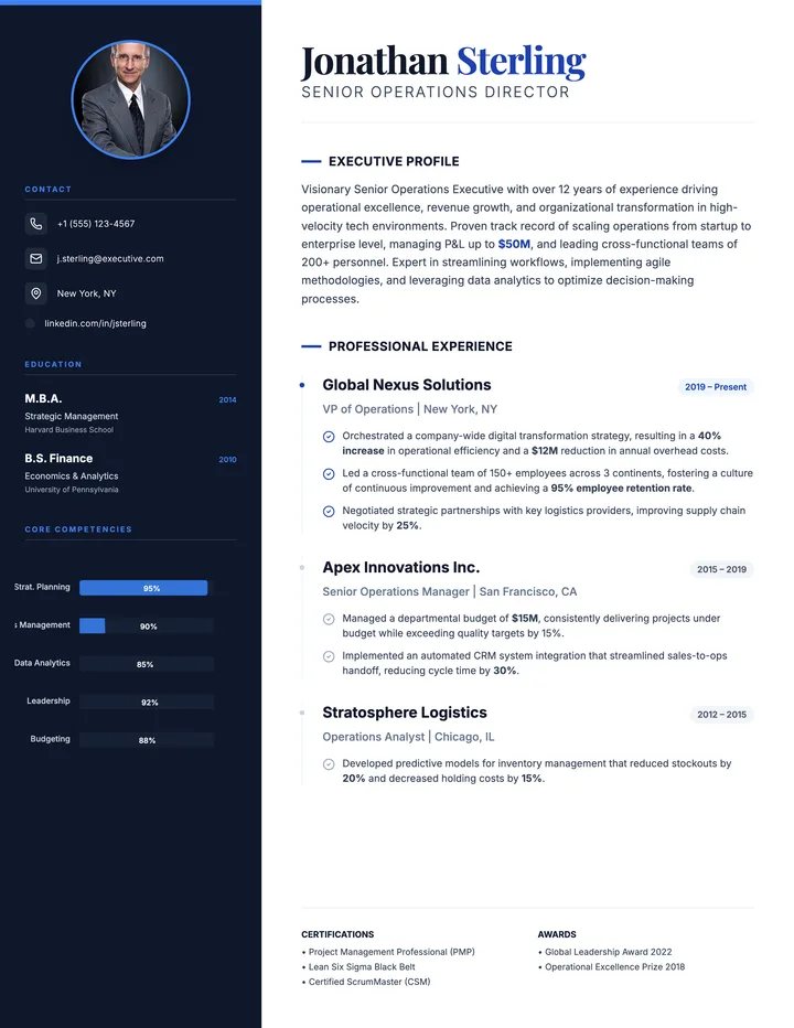Senior Manager Resume
