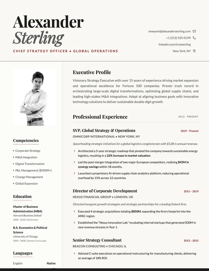 Strategy Executive Resume