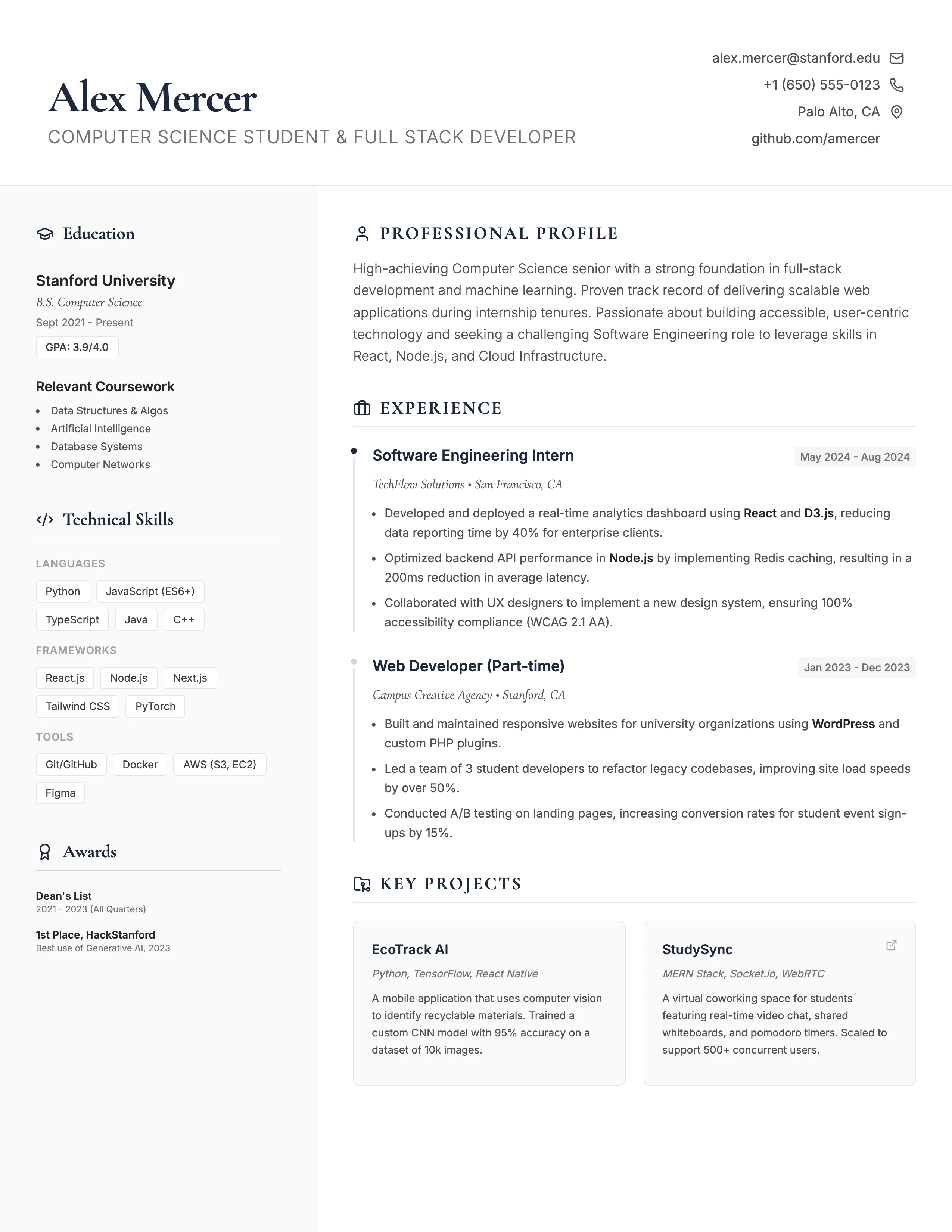 Student Resume: cover