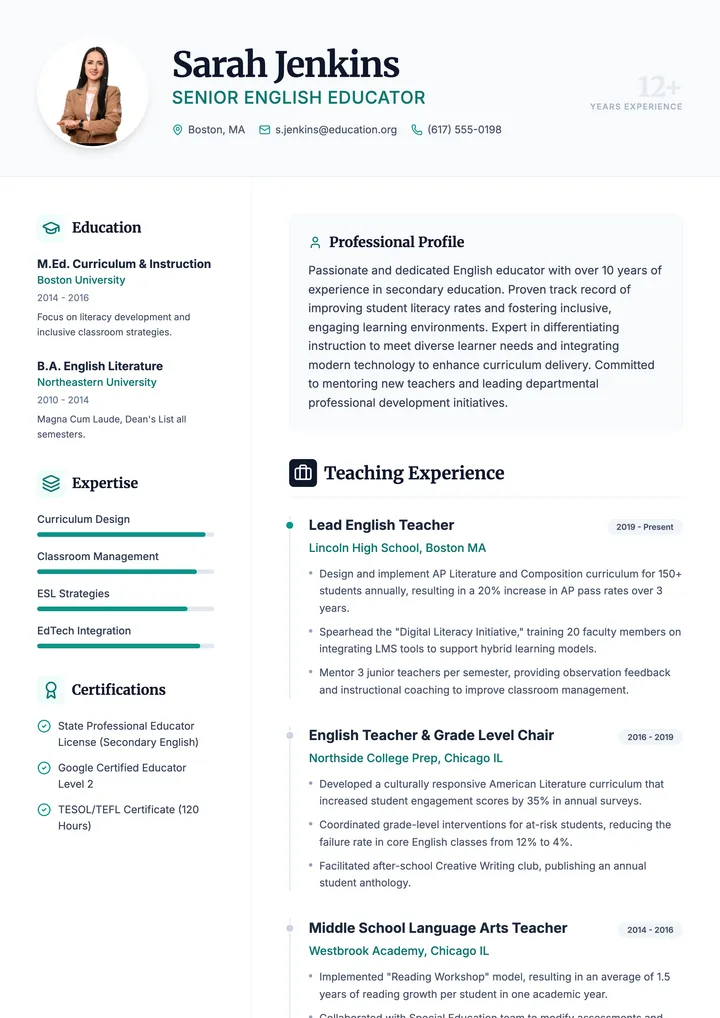 Teacher Resume