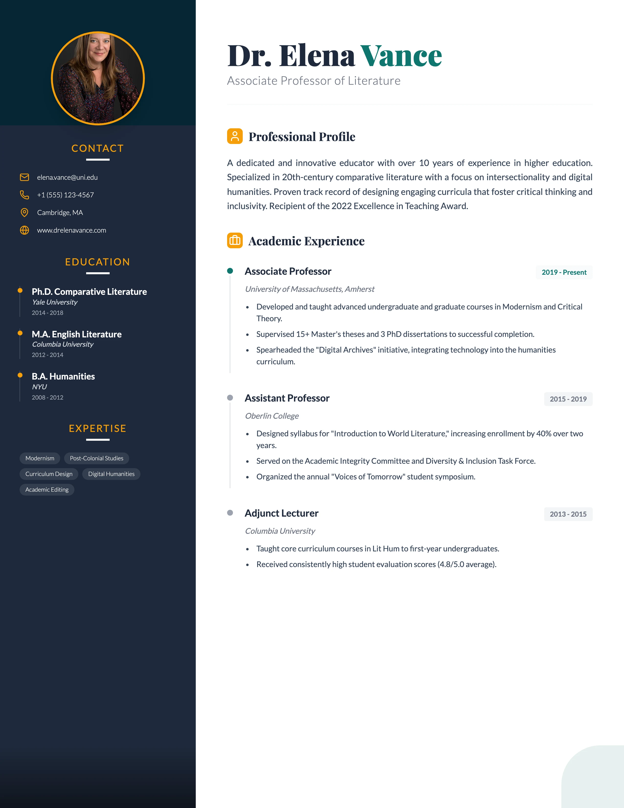 Teaching CV: cover