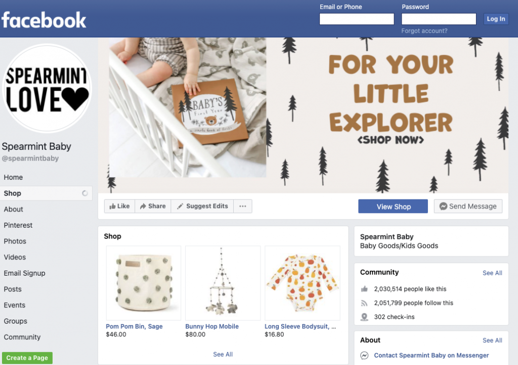 Facebook ecommerce shopping