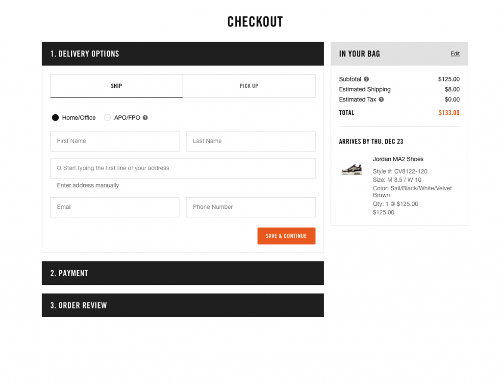 Nike simplifies the checkout process to increase sales