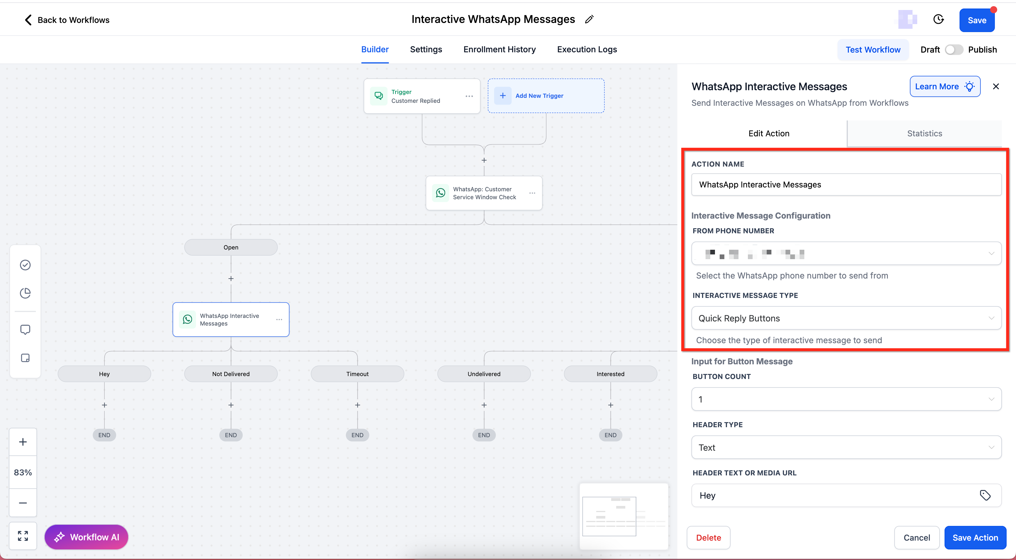 Configuración del Mensaje Interactivo