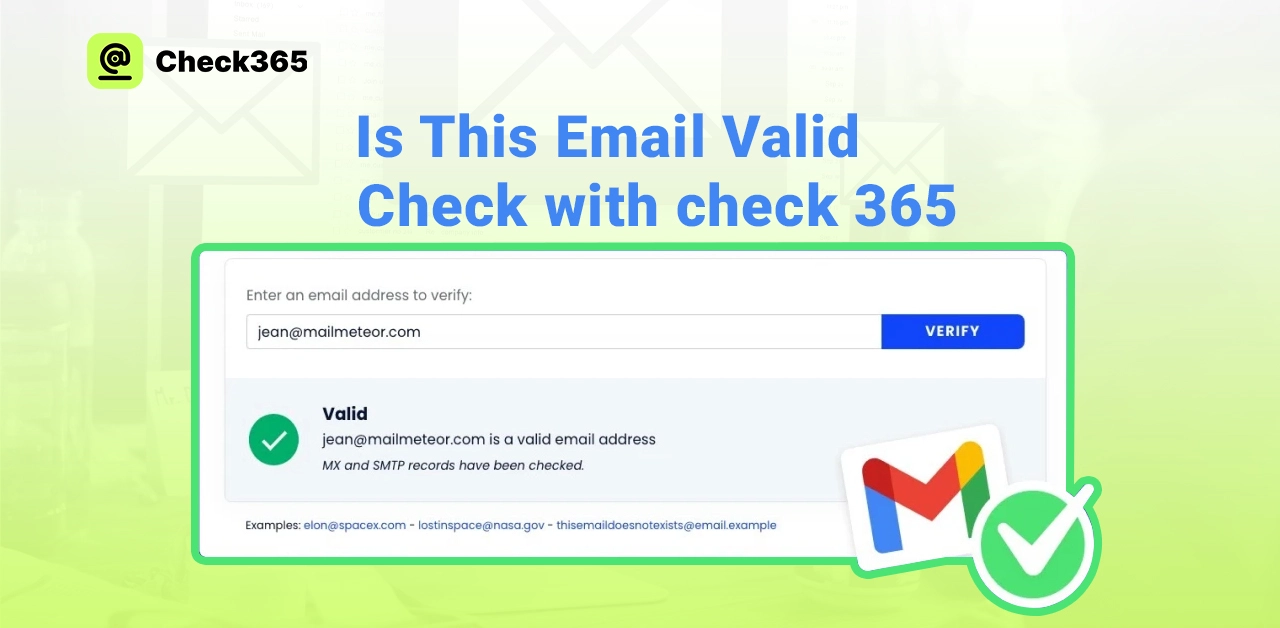 Is this email valid? Check with Check365