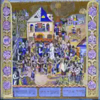 A Jewish village surrounded by signs of the zodiac