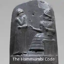 Hammurabi is portrayed receiving the laws directly from Shamash the sun god.